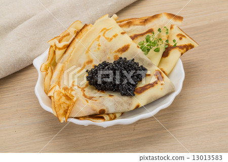 Pancakes with black caviar Pancakes with black caviar 13013583