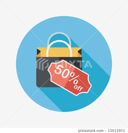 shopping paper bag flat icon with long... - Stock Illustration ...