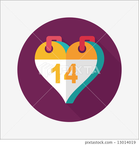 Valentine's Day February fourteen flat icon with long shadow,eps 13014019
