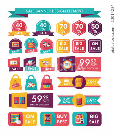 shopping sale banner flat design background set, eps10 13014284
