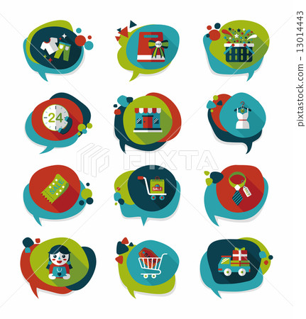 shopping speech bubble flat design background set, eps10 shopping speech bubble flat design background set, eps10 13014443