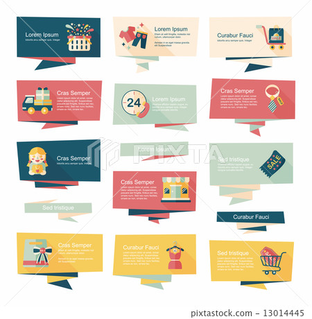 shopping banner flat design background set, eps10 13014445