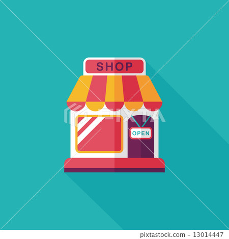 shopping store flat icon with long shadow,eps10 shopping store flat icon with long shadow,eps10 13014447