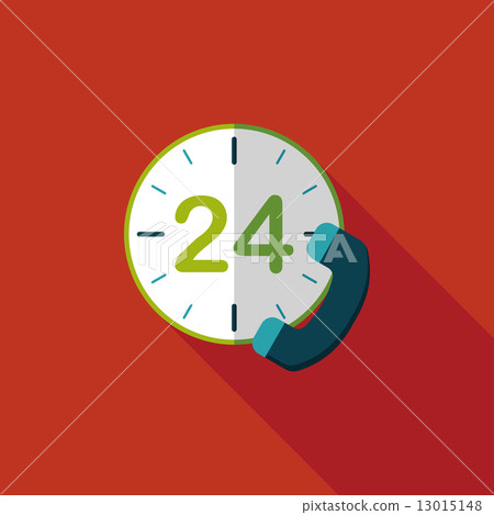 24 hours customer phone service flat icon with long shadow,eps10 13015148
