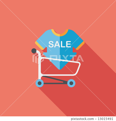 shopping sale sign board and cart flat icon with long shadow,eps 13015491