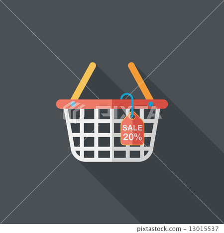 shopping basket flat icon with long shadow,eps10 - Stock Illustration ...