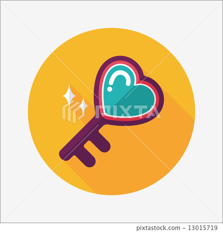 Valentine's Day lover key lock flat icon with... - Stock Illustration ...