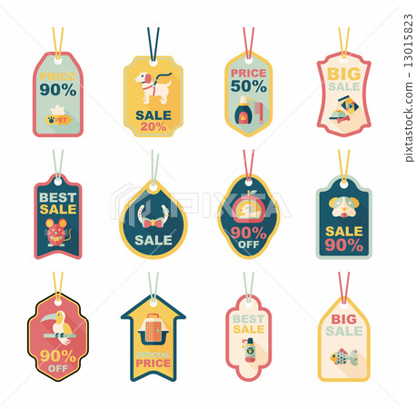 Pet tag flat banner design background set, eps10 13015823