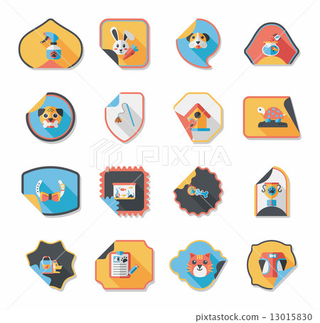 Pet sticker flat banner design background set, eps10 Pet sticker flat banner design background set, eps10 13015830