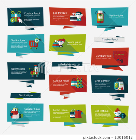 shopping banner flat design background set, eps10 13016012