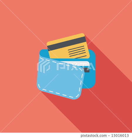 shopping wallet flat icon with long shadow,eps10 13016013