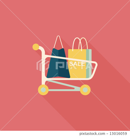 shopping cart flat icon with long shadow,eps10 - Stock Illustration ...