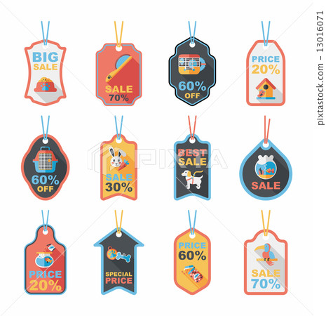 Pet tag flat banner design background set, eps10 13016071