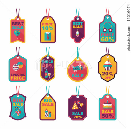 Birthday tag flat banner background set, eps10 Birthday tag flat banner background set, eps10 13016074