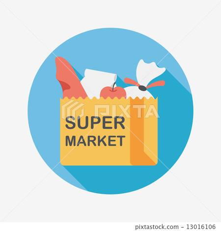 shopping bag flat icon with long shadow,eps10 - Stock Illustration ...