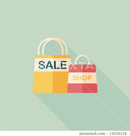 shopping paper bag flat icon with long... - Stock Illustration ...