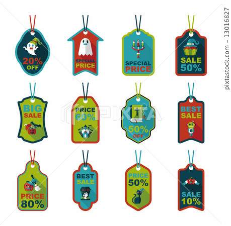 Halloween tag banner flat background set, eps10 Halloween tag banner flat background set, eps10 13016827