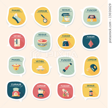 Kitchenware bubble speech flat banner design background set, eps Kitchenware bubble speech flat banner design background set, eps 13016829