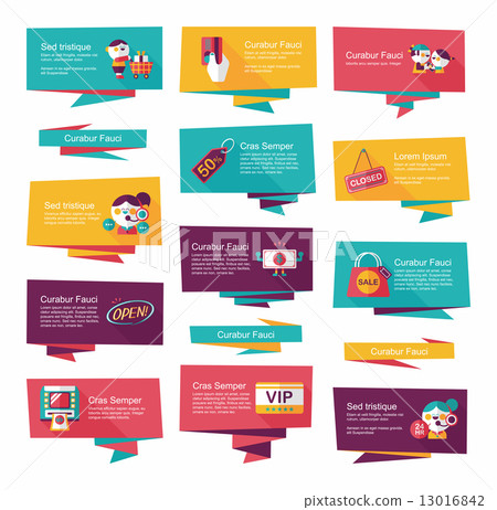 shopping banner flat design background set, eps10 shopping banner flat design background set, eps10 13016842
