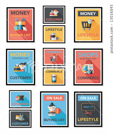 shopping poster banner flat design background set, eps10 shopping poster banner flat design background set, eps10 13016845