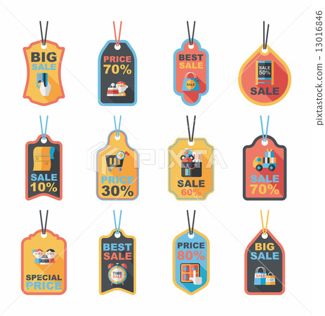 shopping tag banner flat design background set, eps10 13016846