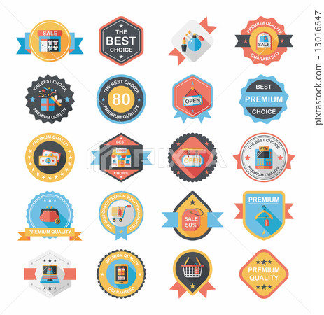 shopping badge flat design background set, eps10 shopping badge flat design background set, eps10 13016847