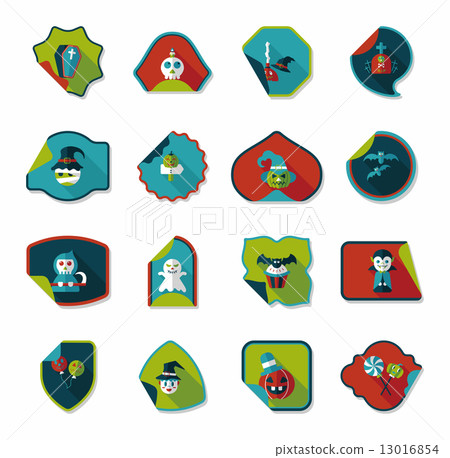 Halloween sticker banner flat background set, eps10 Halloween sticker banner flat background set, eps10 13016854