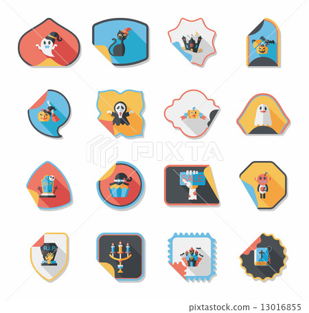 Halloween sticker banner flat background set, eps10 13016855