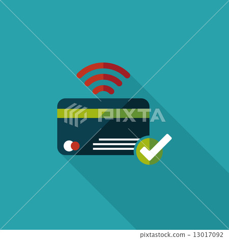 shopping credit card flat icon with long shadow,eps10 13017092