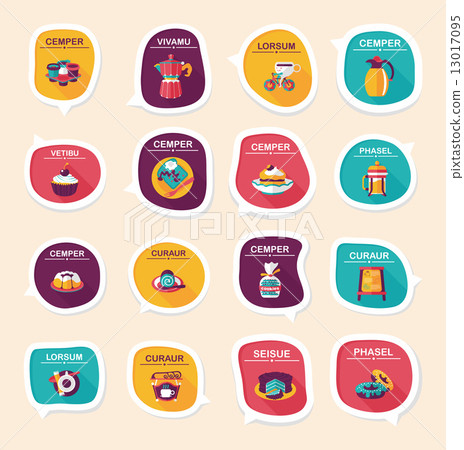 Coffee bubble speech flat banner design flat background set, eps Coffee bubble speech flat banner design flat background set, eps 13017095