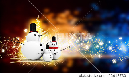 snowman family with light star 13017780