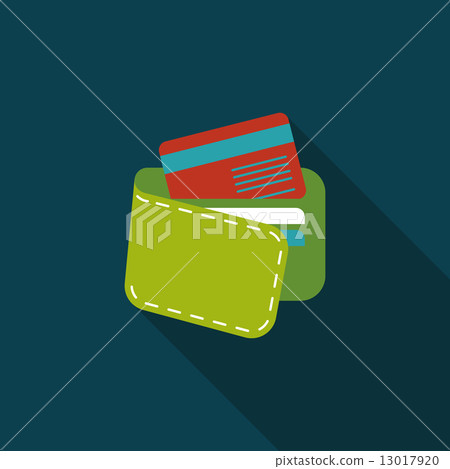 shopping wallet flat icon with long shadow,eps10 13017920