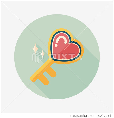 Valentine's Day lover key lock flat icon with... - Stock Illustration ...