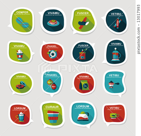 Coffee bubble speech flat banner design flat background set, eps Coffee bubble speech flat banner design flat background set, eps 13017993