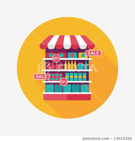 shopping grocery store flat icon with long shadow,eps10 13018166