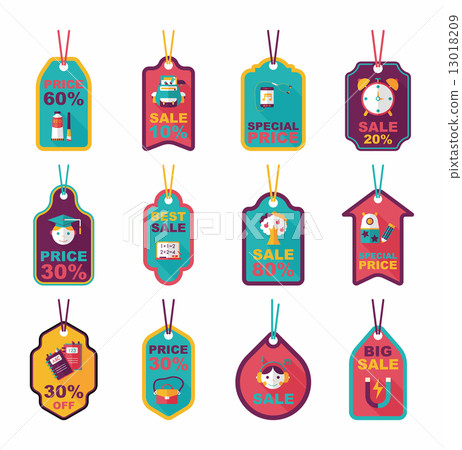 school tag flat banner background set, eps10 13018209