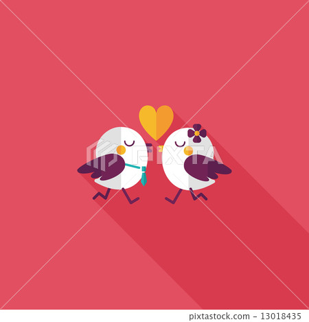 Valentine's Day lover bird flat icon with long shadow,eps10 13018435
