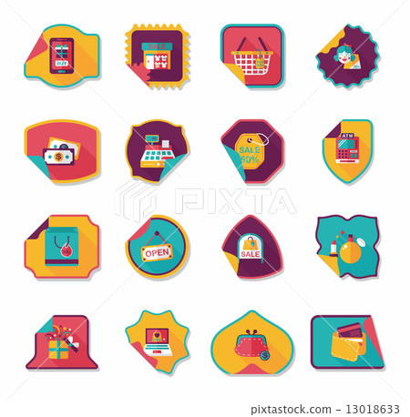 shopping sticker banner flat design background... - Stock Illustration ...