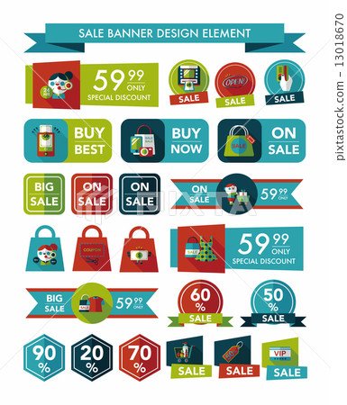 shopping sale banner flat design background set, eps10 13018670