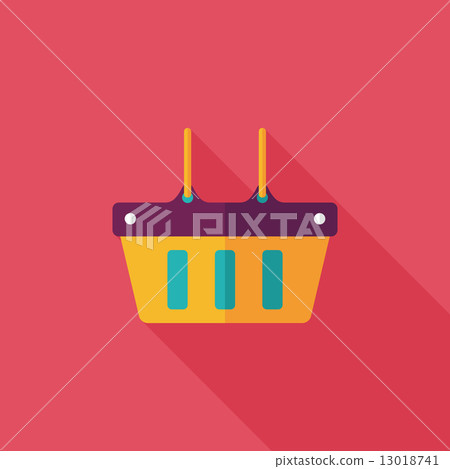 shopping basket flat icon with long shadow,eps10 - Stock Illustration ...