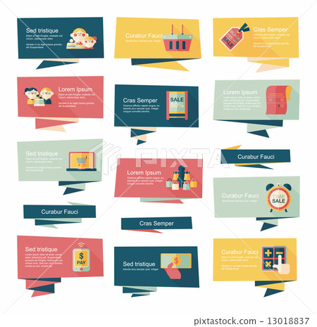 shopping banner flat design background set, eps10 13018837