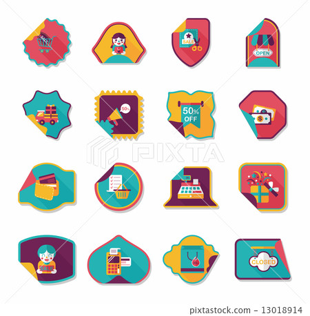 shopping sticker banner flat design background... - Stock Illustration ...