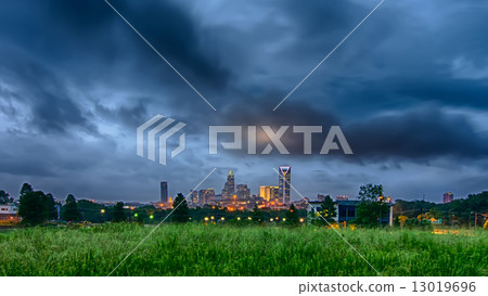 charlotte city skylie with stormy clouds charlotte city skylie with stormy clouds 13019696