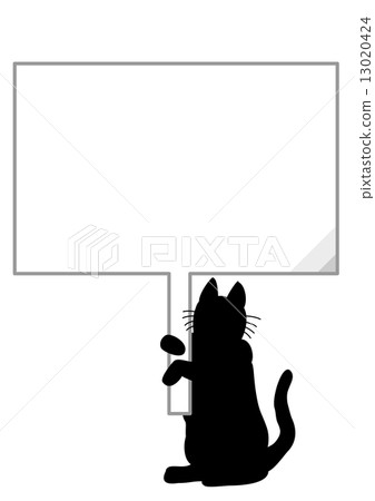 Silhouette cat with board 13020424