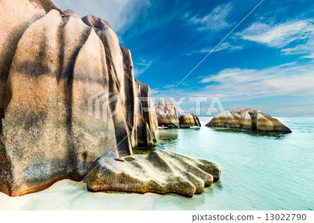 Anse Sous d'Argent beach with granite boulders Anse Sous d'Argent beach with granite boulders 13022790