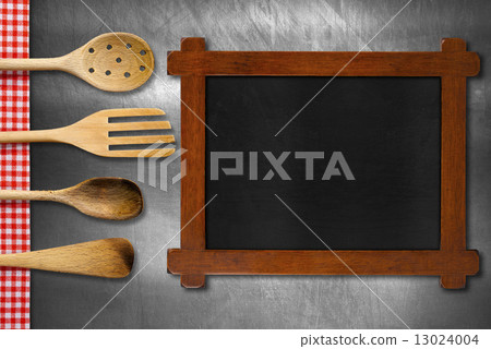 Wooden Blackboard and Kitchen Utensils Wooden Blackboard and Kitchen Utensils 13024004