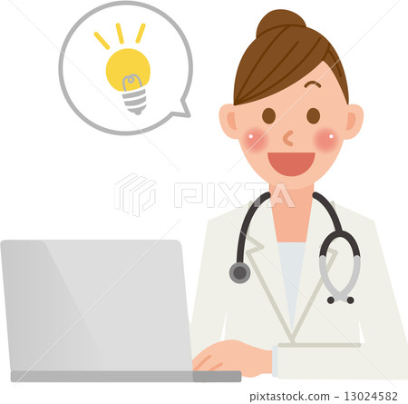 Female doctor personal computer bulb 13024582