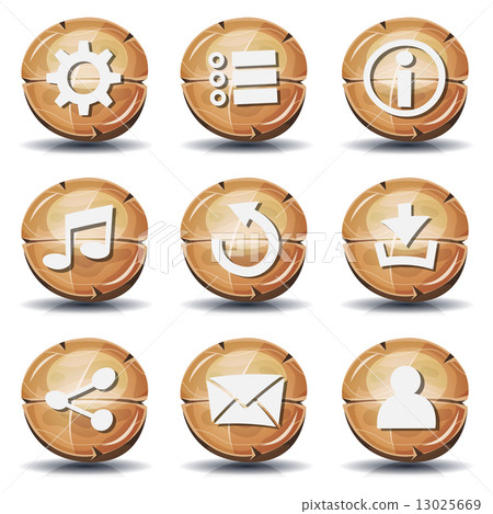 Funny Wood Icons And Buttons For Ui Game 13025669