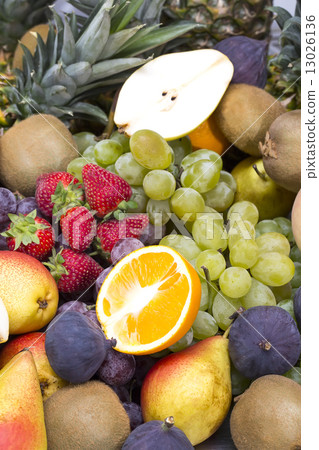 background of fresh fruits bunch berry, banana 13026136
