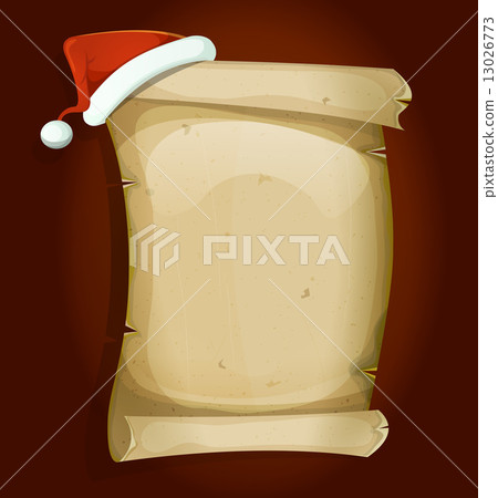 Santa Claus Hat On Old Parchment Scroll 13026773